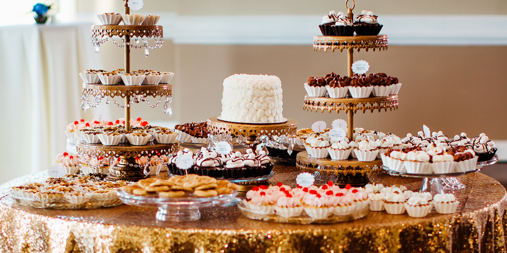 Cake and shop dessert stands